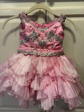 Perfect Angel Pagent Dress Size 3T Girls' Pink Embellished Ruffle Party Dress